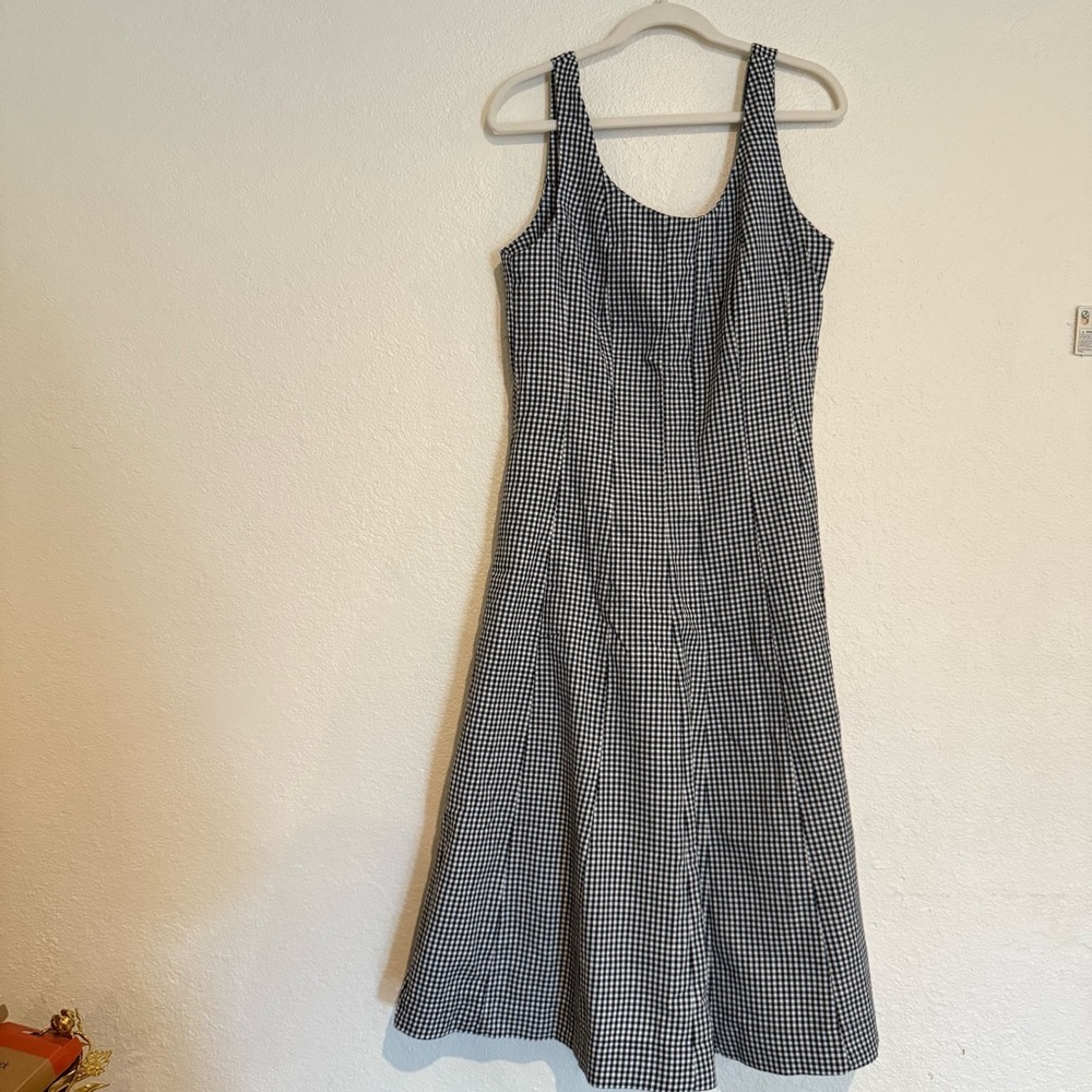 Women's Corset Midi A-Line Dress - A New Day™ Black Gingham 2: Cotton Rayon Blen - Picture 4 of 12